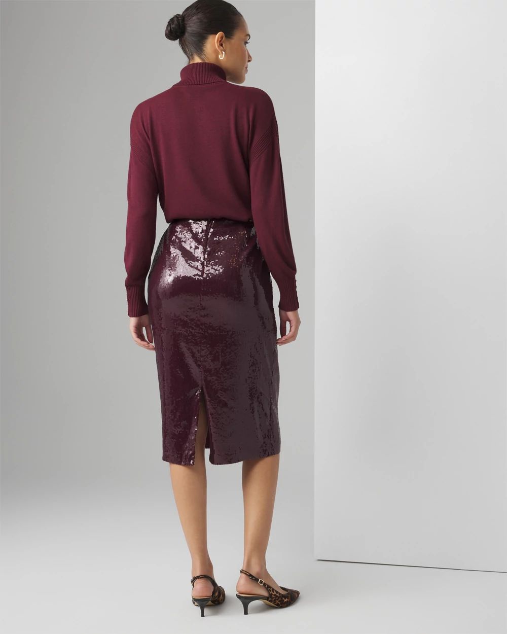Ombre sequin slip midi skirt top